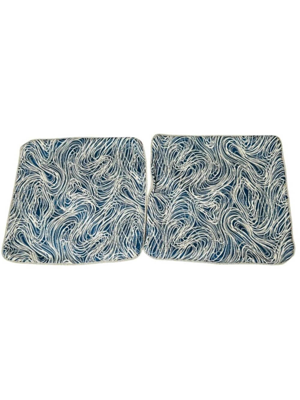 Blue Swirl Throw Pillow Covers 22x22 Set of 2 Textured Zippered Woven